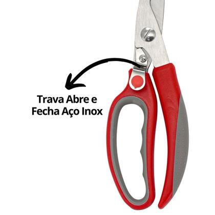 Imagem de Tesoura Multiuso Aço Inox Prime Com Trava Ideal para Frango e Peixes - Tuut
