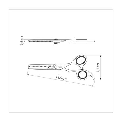 Imagem de Tesoura para Cabelo Tramontina em Aço Inox com Fio Desbaste e Apoio Fixo para Dedo 6"