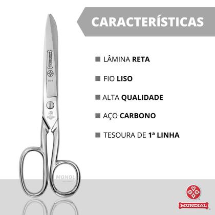 Imagem de Tesoura Para Costura Forjada De Aço 17cm Mundial 445-7