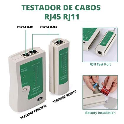 Imagem de Testador Cabo Rede + Alicate De Crimpar Rj45 Cabo de Rede Crimpagem Profissional 