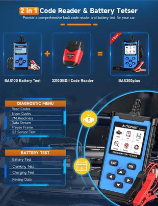 Imagem de Testador de Bateria OBD2 AUTOPHIX BAS300 Plus 2 em 1 - Scanner de Diagnóstico