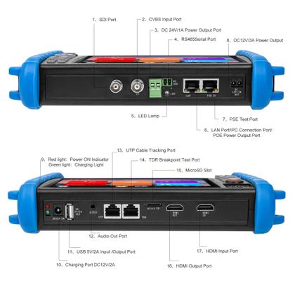 Imagem de Testador de Câmeras CCTV RAINLEOTI 7" 6K 12MP WiFi POE RJ45