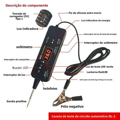 Imagem de Testador De Circuito Automotivo DC 0-36V Com Luz LED, Sensor De Pulso, Ferramenta De Diagnóstico