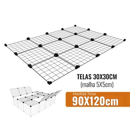 Imagem de Teto ou Fundo para Cercado Aramado Pet 90x120cm com Telas e Conectivos