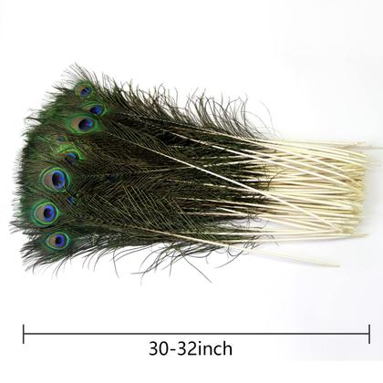 Imagem de THARAHT 40 unidades de penas de pavão 75-80 cm naturais
