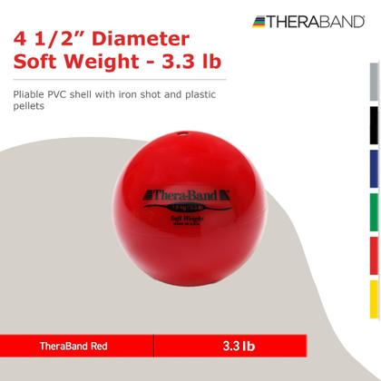 Imagem de THERABAND Peso Macio, 4,5 "Diâmetro Mão Realizada Bola em Forma de Bola Isotônica Ponderada para Exercícios Isométricos, Treinamento de Força e Exercícios de Reabilitação, Fortalecimento do Ombro e Reabilitação de Cirurgia, Vermelho, 3,3 libras