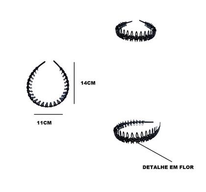 Imagem de Tiara Arco Diadema Preto Flor c/ pentes Acessório De Cabelo