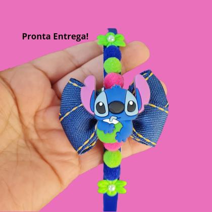 Imagem de Tiara Arco Stitch Pompom Flor Menina Cabelo Infantil