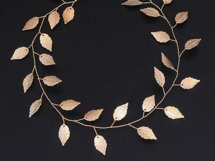 Imagem de Tiara Arranjo Enfeite Cabelo Noiva Dourado Prata Folha Grega