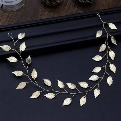 Imagem de Tiara Arranjo Enfeite Cabelo Noiva Dourado Prata Folha Grega