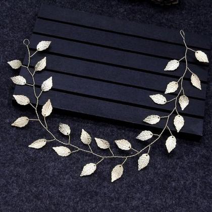 Imagem de Tiara Arranjo Enfeite Cabelo Noiva Dourado Prata Folha Grega