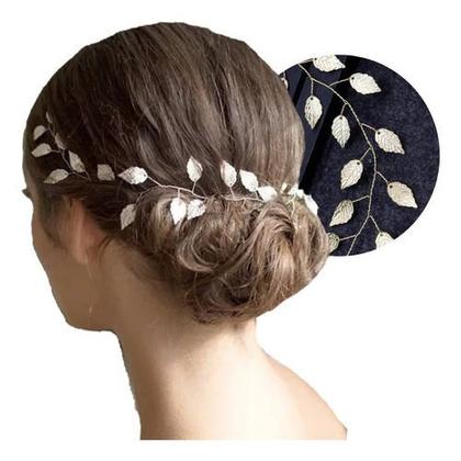 Imagem de Tiara Arranjo Enfeite Cabelo Noiva Dourado Prata Folha Grega