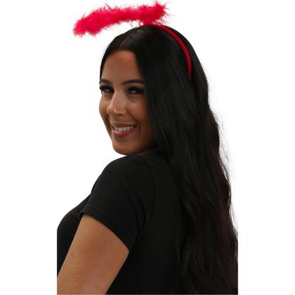 Imagem de Tiara de Anjo Vermelha Simples com Plumas