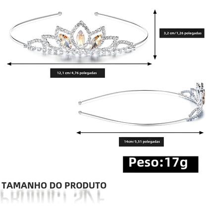 Imagem de Tiara de Cristal com Strass para Meninas - Coroa de Princesa para Casamento e Baile