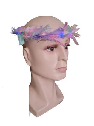 Imagem de Tiara Guirlanda Anjo Branco Com Penas Led Fantasia- Kit 3Un