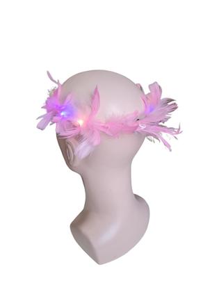 Imagem de Tiara Guirlanda Anjo Branco Com Penas Led Fantasia- Kit 3Un