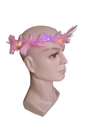 Imagem de Tiara Guirlanda Anjo Branco Com Penas Led Fantasia- Kit 3Un