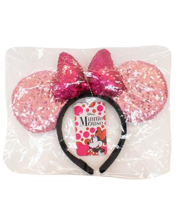Imagem de Tiara Laço Roxo Orelhas Rosa Minnie Lantejoulas