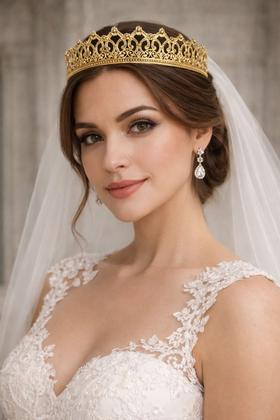 Imagem de Tiara Noiva Debutante Luxo Dourada