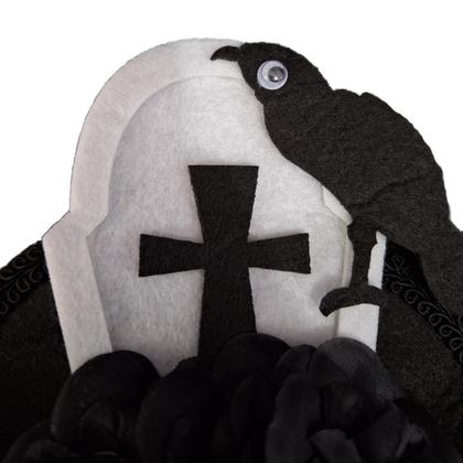 Imagem de Tiara Túmulo Caveira Corvo Flores Halloween