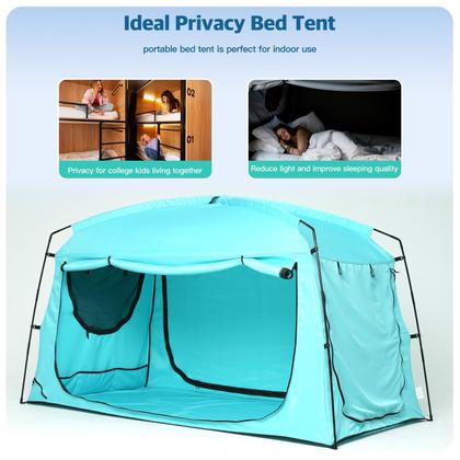 Imagem de Tienda de Cama Portátil Porayhut para Privacidad para Dormir, Color Verde Azulado Completo