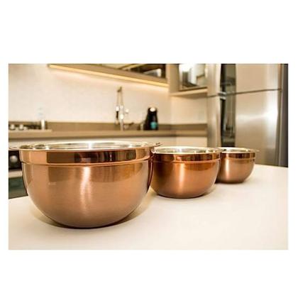 Imagem de Tigela Bowl Cobre Rose Aço Inox 22 cm 2,25 litros