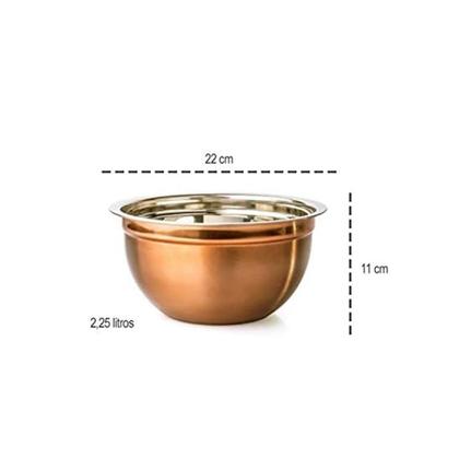 Tigela Bowl Cobre Rose Aço Inox 22 cm 2,25 litros - Plasvale Imagem de Tigela Bowl Cobre Rose Aço Inox 22 cm 2,25 litros