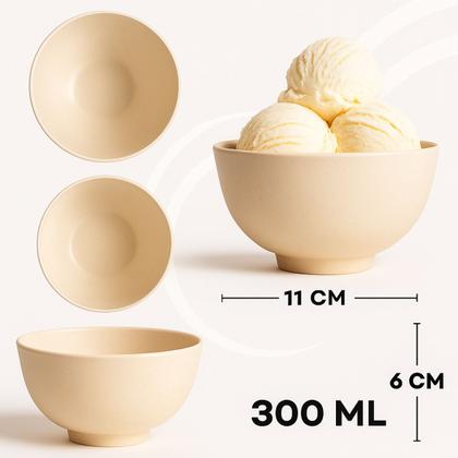 Imagem de Tigela Bowl de Bambu P/ Sobremesa Sorvetes 300ml Bege