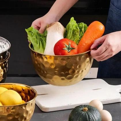 Imagem de Tigela Bowl Inox Cumbuca Saladeira Fruteira Mesa Posta Refeiçao Sala de Jantar Buffet Cozinha Decoraçao Multiuso