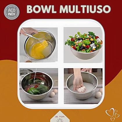 Imagem de Tigela Bowl Multiuso 18cm Diâmetro Em Aço Inox Profissional Bacia Culinaria de Cozinha Saladas Massa