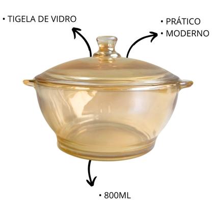 Imagem de Tigela Caçarola de Vidro Com Tampa 800ml Saladeira