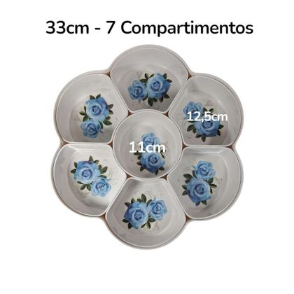 Imagem de Tigela Cumbuca Armazena Alimento 33cm Melamina Florida Resistente A Quedas Com 7 Divisórias