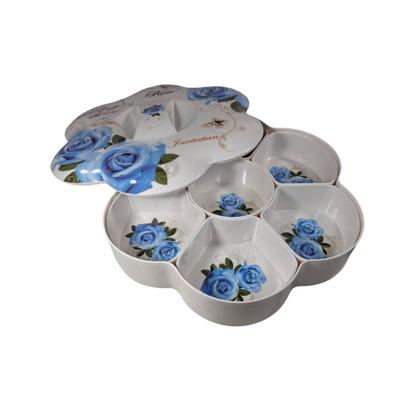 Imagem de Tigela Cumbuca Armazena Alimento 33cm Melamina Florida Resistente A Quedas Com 7 Divisórias