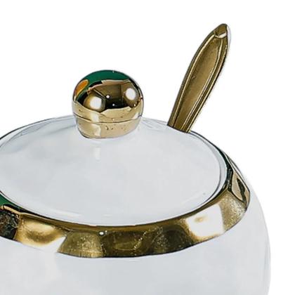 Imagem de Tigela De Açúcar Cerâmica De 300ml, Jarro De Condimentos, Recipiente De Sal Para Cozinha, Café, Bar