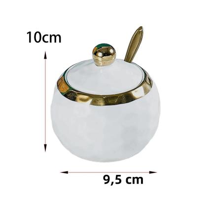 Imagem de Tigela De Açúcar Cerâmica De 300ml, Jarro De Condimentos, Recipiente De Sal Para Cozinha, Café, Bar