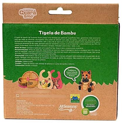 Imagem de Tigela de Bambu com Ventosa para Bebe Turminha Guara BABY COR Rosa