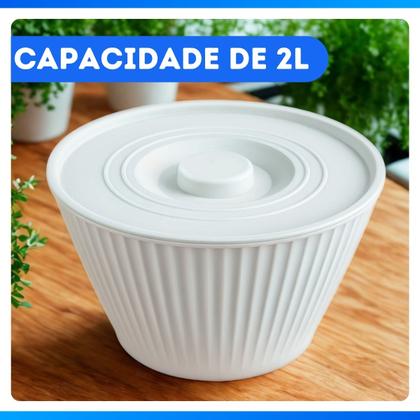 Imagem de Tigela de Plástico Com Tampa 2000ml Redonda Bowl Pote Cozinha