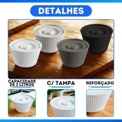 Imagem de Tigela de Plástico Com Tampa 2000ml Redonda Bowl Pote Cozinha