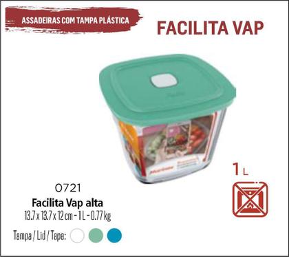 Imagem de Tigela de Vidro com Tampa Facilita Vap 1 Litro Pote Alto