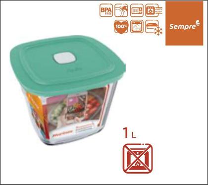 Imagem de Tigela de Vidro com Tampa Facilita Vap 1 Litro Pote Alto