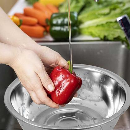 Imagem de Tigela Inox Bowl Cumbuca Bacia Kit 5 uni Casa Restaurante Lanchonete Mesa Posta Preparo Receita Resistente Duravel