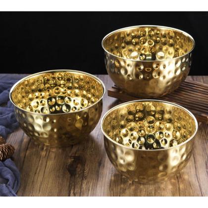 Imagem de Tigela Inox Bowl Cumbuca Kit 3 uni Salada Fruteira Refeiçao Buffet Mesa Posta Sala de Jantar Cozinha Versatil Multiuso