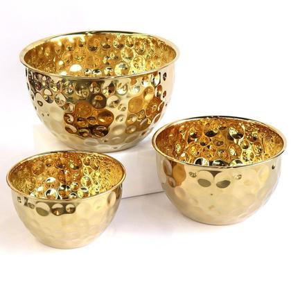 Imagem de Tigela Inox Bowl Cumbuca Kit 3 uni Salada Fruteira Refeiçao Buffet Mesa Posta Sala de Jantar Cozinha Versatil Multiuso