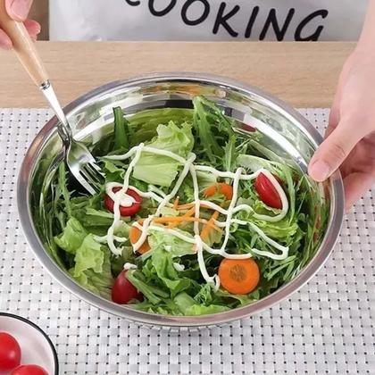 Imagem de Tigela Inox Bowl Cumbuca Receita Preparo Versatil Multiuso Mesa Posta Jantar Casa Restaurante Duravel Resistente