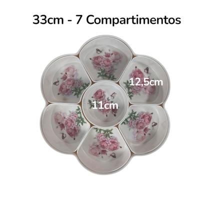 Imagem de Tigela Melamina 33cm 7 Divisórias Resistente Pote Porta Tempero Armazenamento De Alimentos