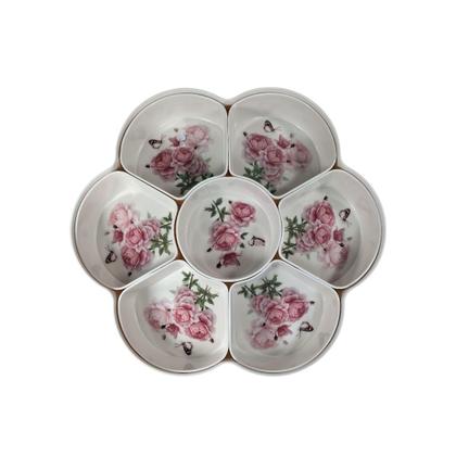 Imagem de Tigela Melamina 33cm 7 Divisórias Resistente Pote Porta Tempero Armazenamento De Alimentos