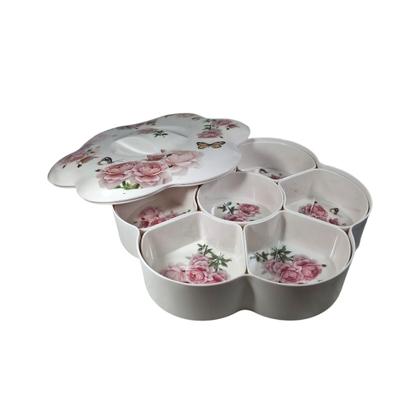 Imagem de Tigela Melamina 33cm 7 Divisórias Resistente Pote Porta Tempero Armazenamento De Alimentos