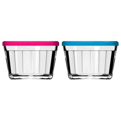 Imagem de Tigela Nadir Americano 150ml Pequena 4210 com Tampa  Cores Sortidas - Embalagem com 12 Peças