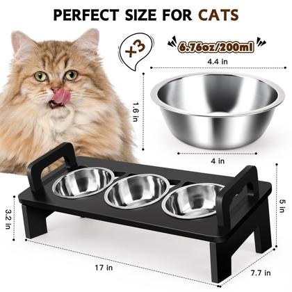 Imagem de Tigelas de comida para gatos Woodever Elevated Inox Steel Black