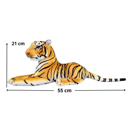 Imagem de Tigre De Pelúcia Realista Safari 50cm Deitado Infantil Tigrinho Lindo